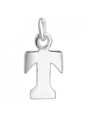 8mm x 9mm T Initial Sterling Silver Pendant Charm