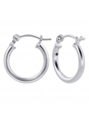 1 Pair 925 Sterling Silver 2mm Thick Tube Hoop Earrings for Women (14mm Diameter)