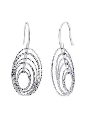 1 Pair Rhodium Plated 925 Sterling Silver Hollow Round Dangle Earrings for Women