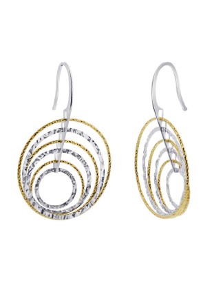 1 Pair Two Tone Rhodium Plated 925 Sterling Silver Hollow Round Drop Earrings for Women