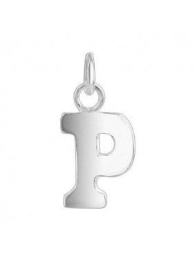 8mm x 9mm P Initial Sterling Silver Pendant Charm