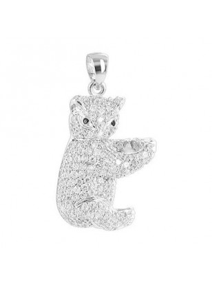 1 x 1.2 inch Koala Bear Cubic Zirconia Sterling Silver Pendant