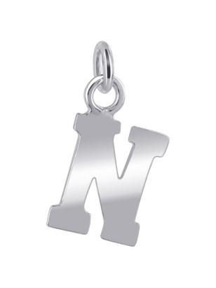 10mm x 8mm N Initial Sterling Silver Pendant Charm